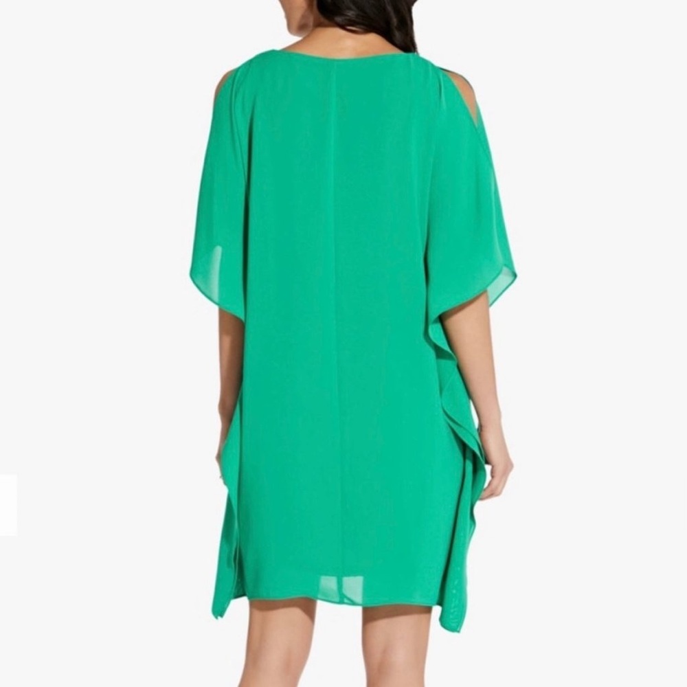 Adrianna Papell Jade Green Flowy Gauze Handkerchief Caftan Dress. Size 18 - Picture 3 of 5